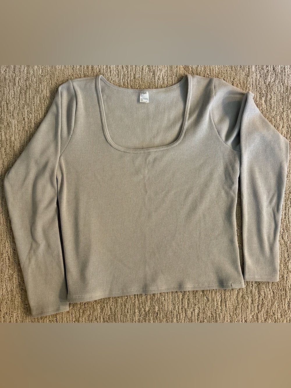 Ribbed Cropped Long Sleeve Scoop Neck